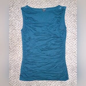 Ann Taylor Blue Ruched Tank Top